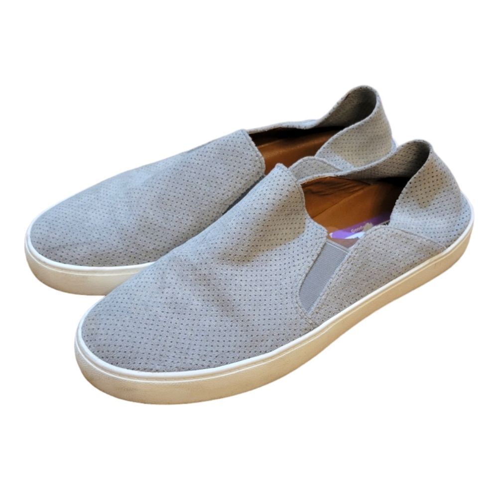 Steve Madden Fayna Gray Faux Suede Perforated Slip On Sneakers Size 9